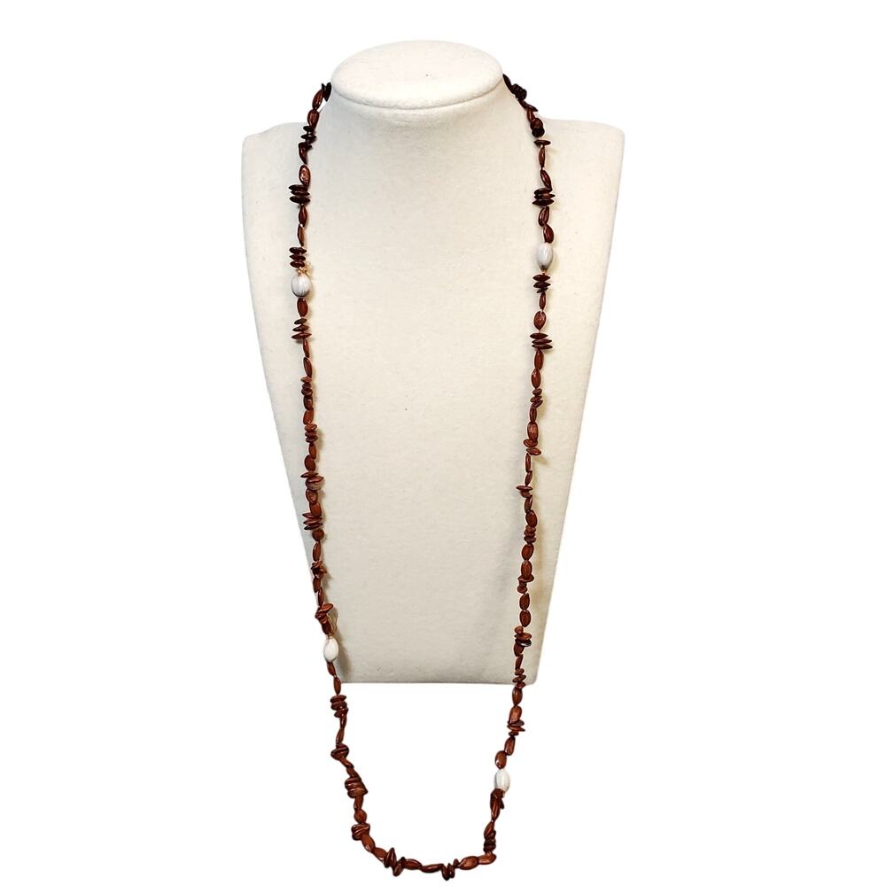 Hilo Hatties Necklace Brown Seed Pod Shell Bead Strand 13" Vtg Hawaiian